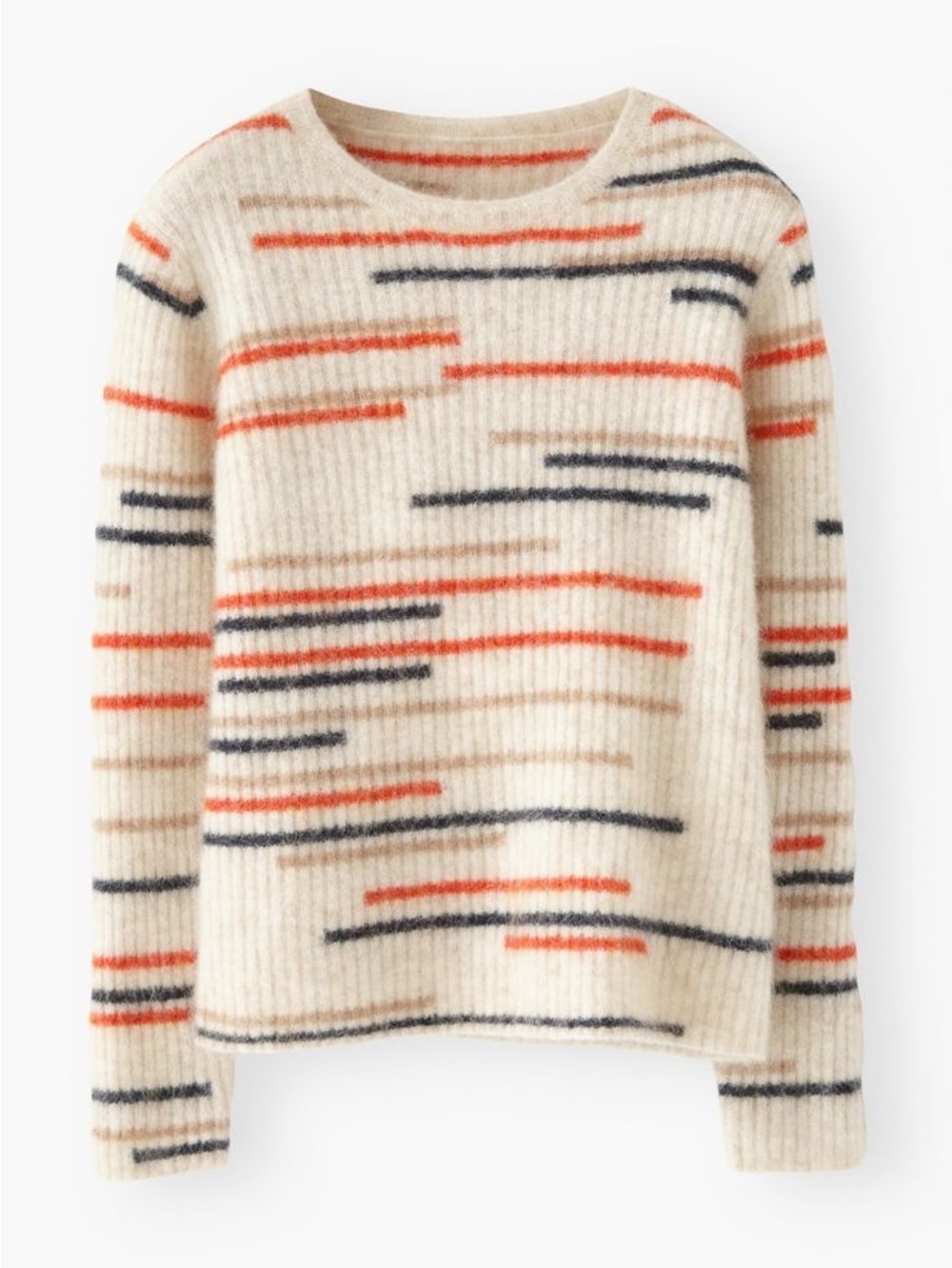Wrap London Mohair Wool Blend Knit Long Sleeve Crewneck Sweater Beige US 10